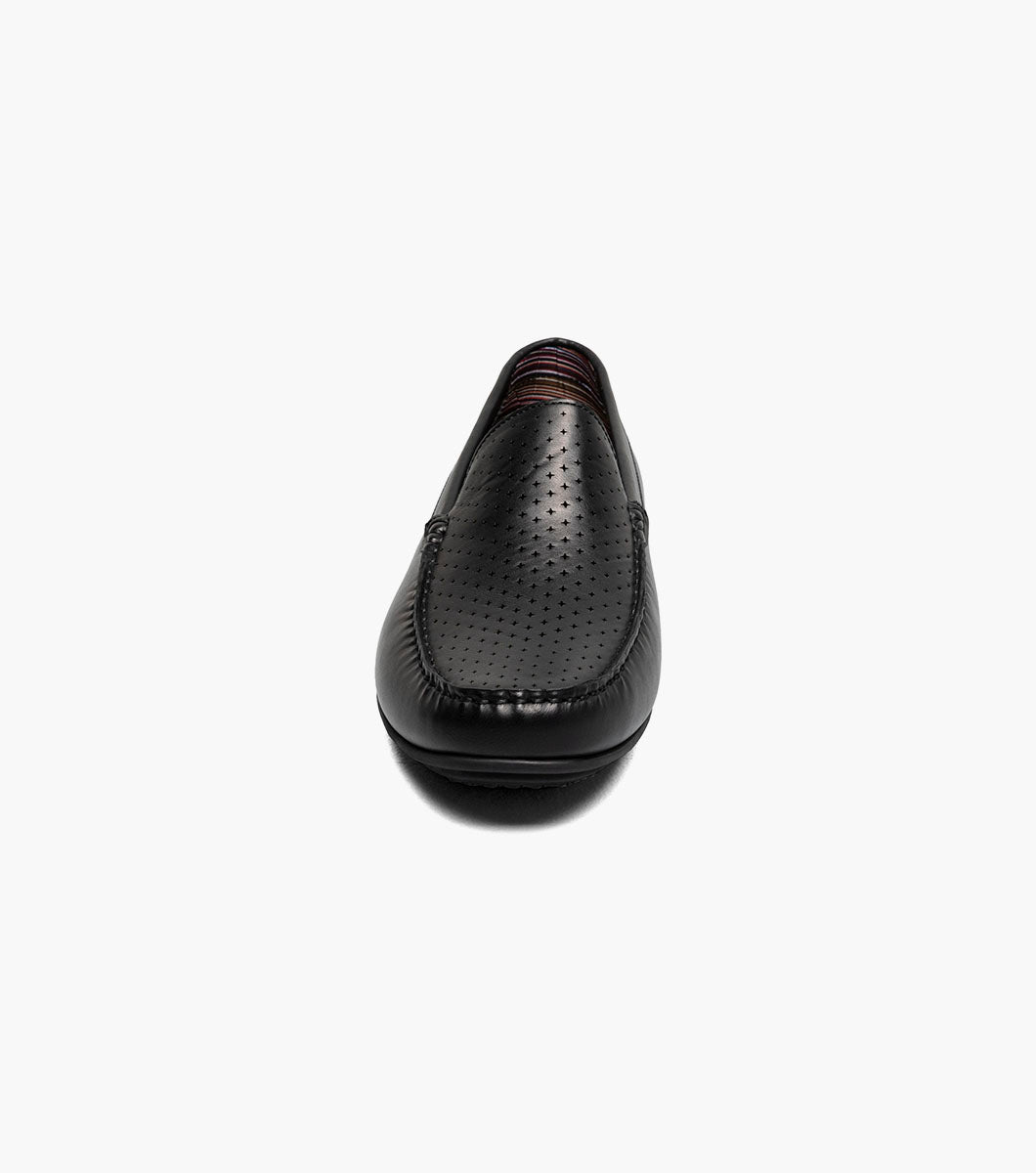 Stacy Adams Conroy Moc Toe Perf Slip On Men’s Dress Shoes - Black