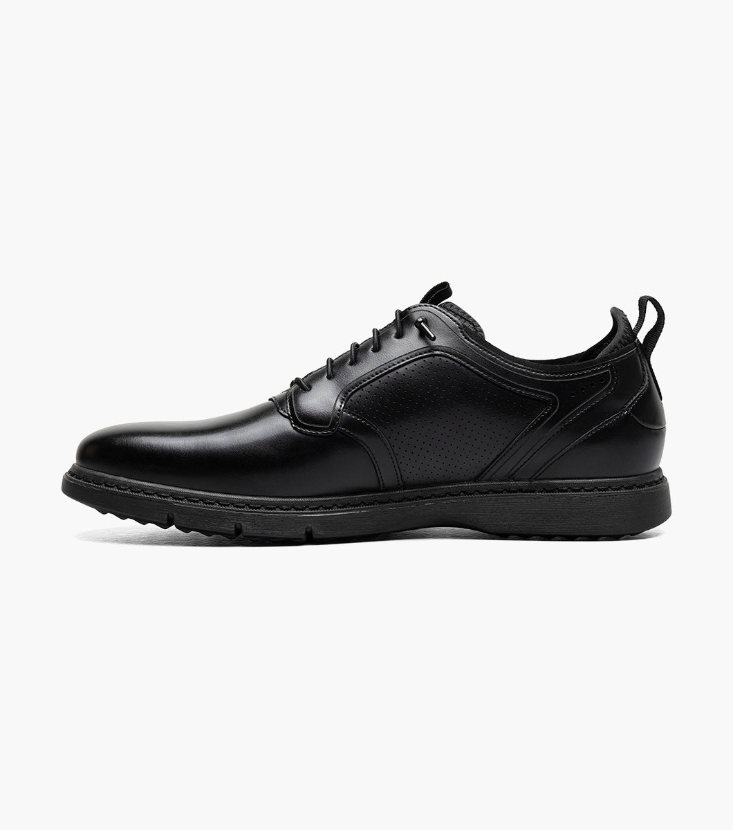 Stacy Adams Score Plain Toe Elastic Lace Up Men’s Casual Shoes - Black Smooth