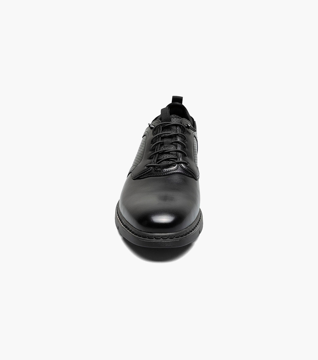 Stacy Adams Score Plain Toe Elastic Lace Up Men’s Casual Shoes - Black Smooth