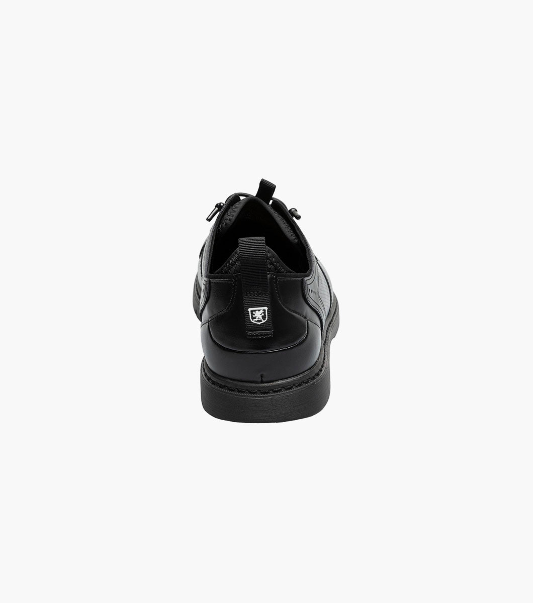 Stacy Adams Score Plain Toe Elastic Lace Up Men’s Casual Shoes - Black Smooth