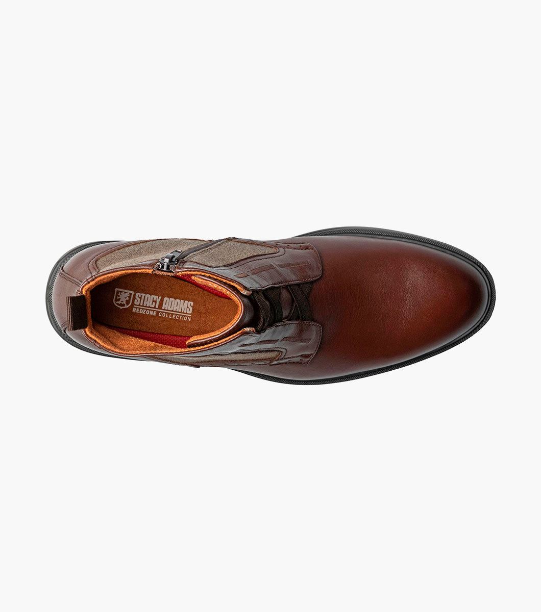 Stacy Adams Thompson Plain Toe Elastic Lace Boot Clearance Men’s Shoes - Brown