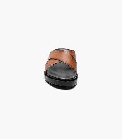 Stacy Adams Montel Cross Strap Slide Sandal Men’s Casual Shoes - Cognac