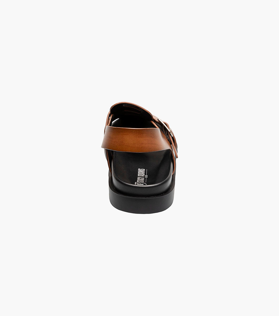 Stacy Adams Montego Slingback Buckle Sandal Men’s Casual Shoes - Cognac