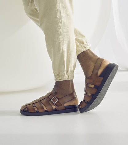 Stacy Adams Montego Slingback Buckle Sandal Men’s Casual Shoes - Cognac