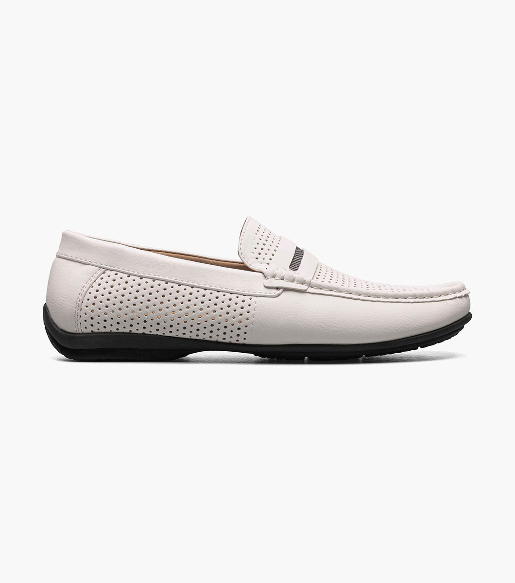Stacy Adams Corby Moc Toe Saddle Slip On Men’s Casual Shoes - White