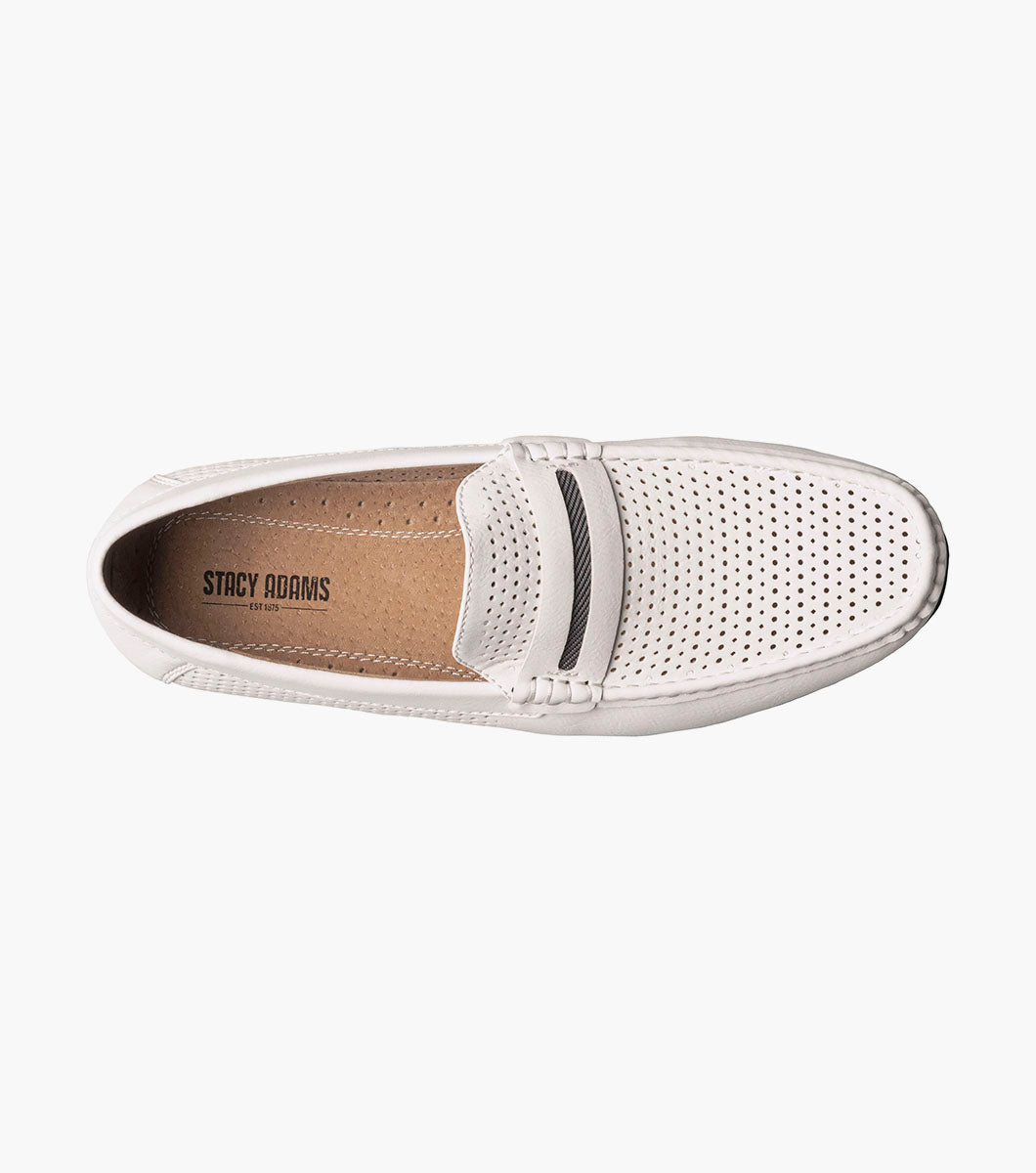 Stacy Adams Corby Moc Toe Saddle Slip On Men’s Casual Shoes - White