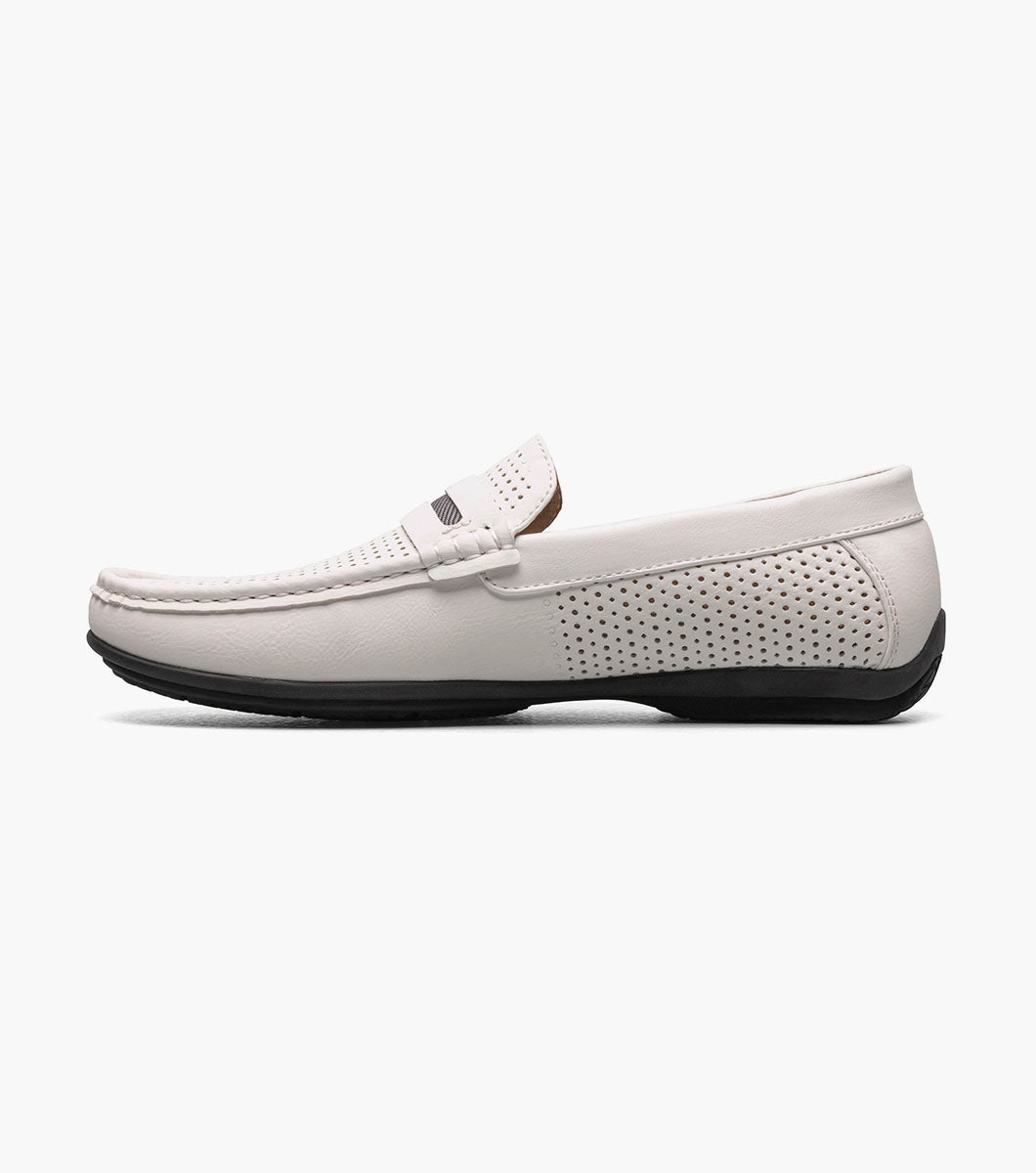 Stacy Adams Corby Moc Toe Saddle Slip On Men’s Casual Shoes - White