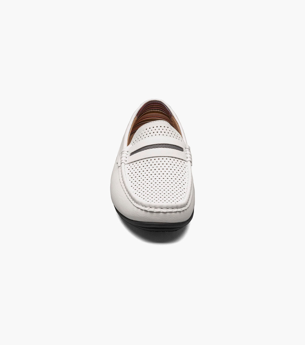 Stacy Adams Corby Moc Toe Saddle Slip On Men’s Casual Shoes - White