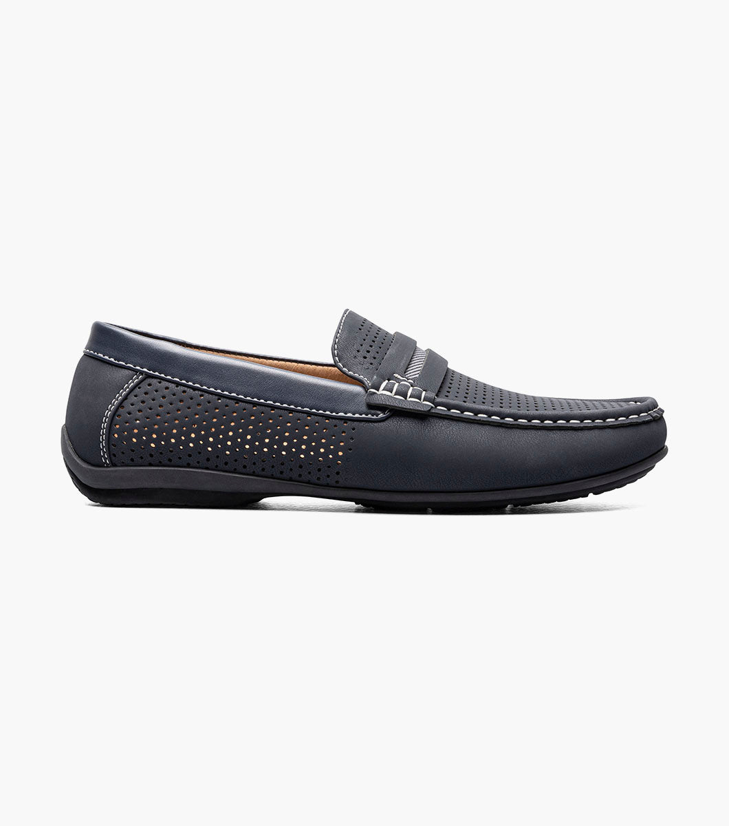 Stacy Adams Corby Moc Toe Saddle Slip On Men’s Casual Shoes - Navy
