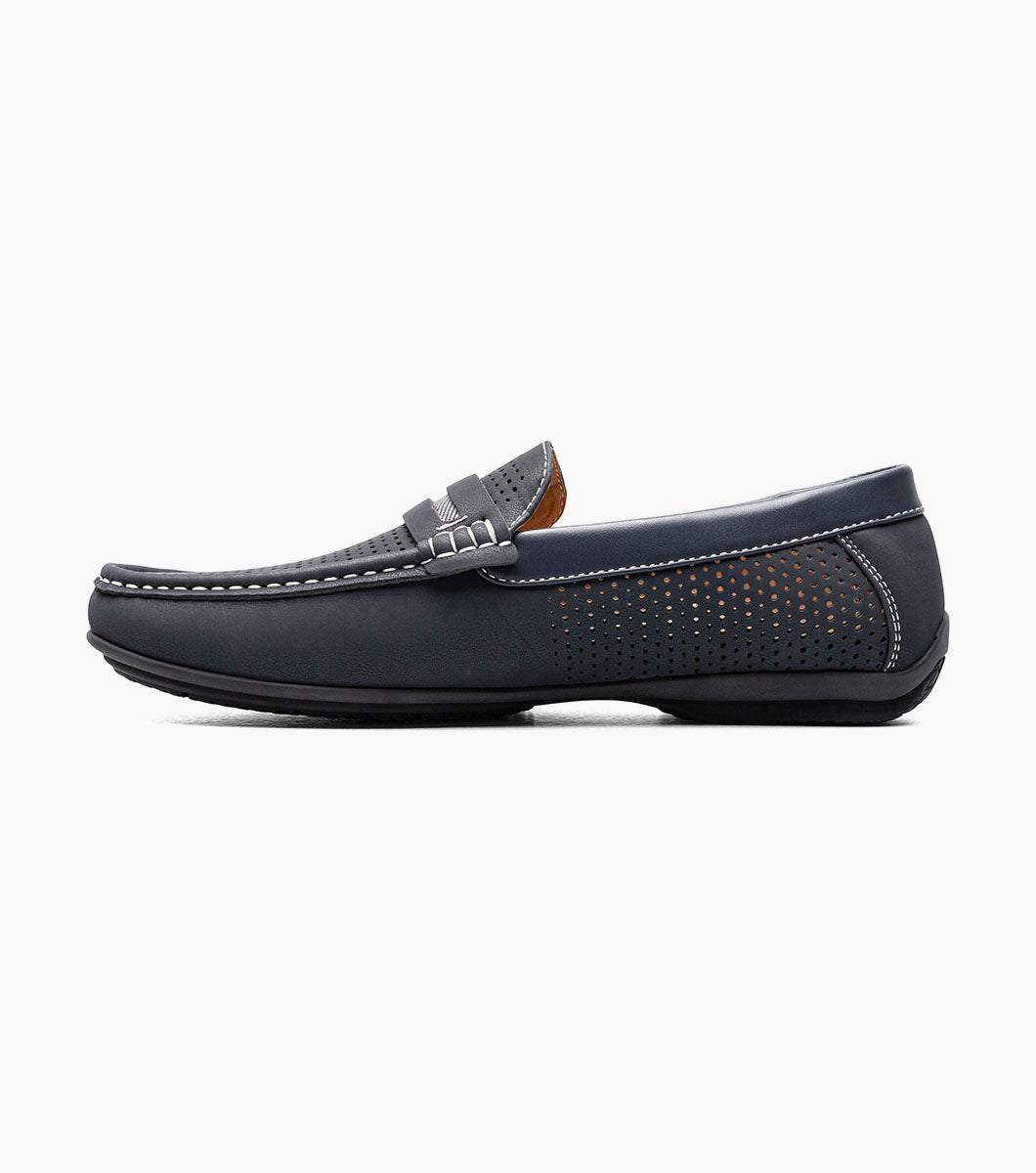 Stacy Adams Corby Moc Toe Saddle Slip On Men’s Casual Shoes - Navy