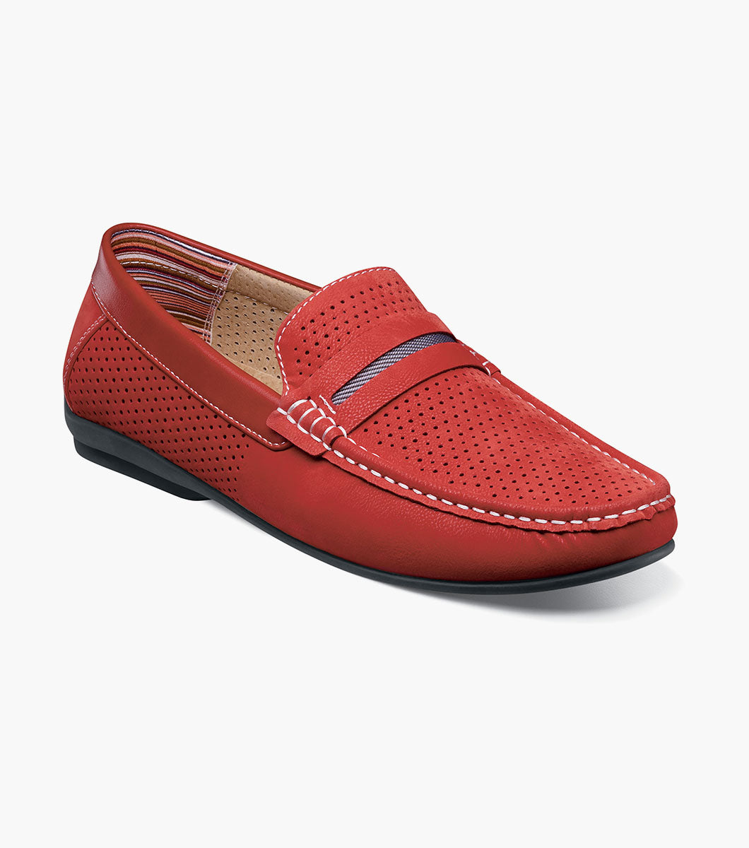 Stacy Adams Corby Moc Toe Saddle Slip On Men’s Casual Shoes - Red