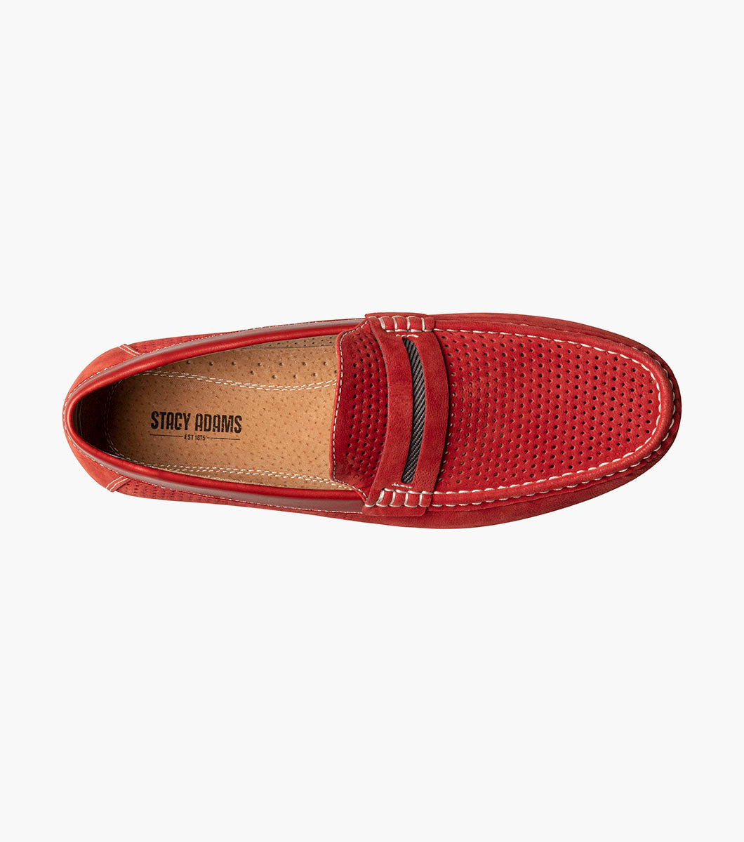 Stacy Adams Corby Moc Toe Saddle Slip On Men’s Casual Shoes - Red