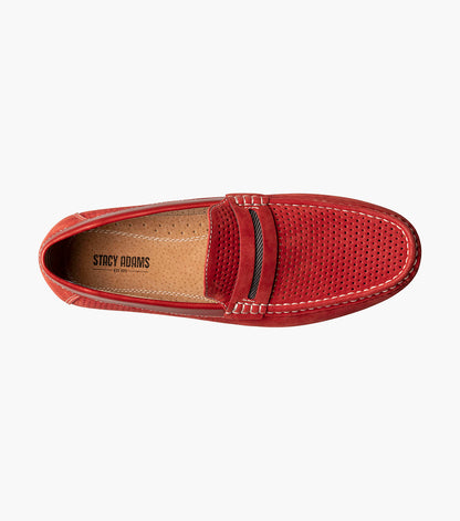 Stacy Adams Corby Moc Toe Saddle Slip On Men’s Casual Shoes - Red