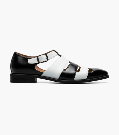 Stacy Adams Calderon Closed Toe City Sandal Clearance Men’s Shoes - Black w/White