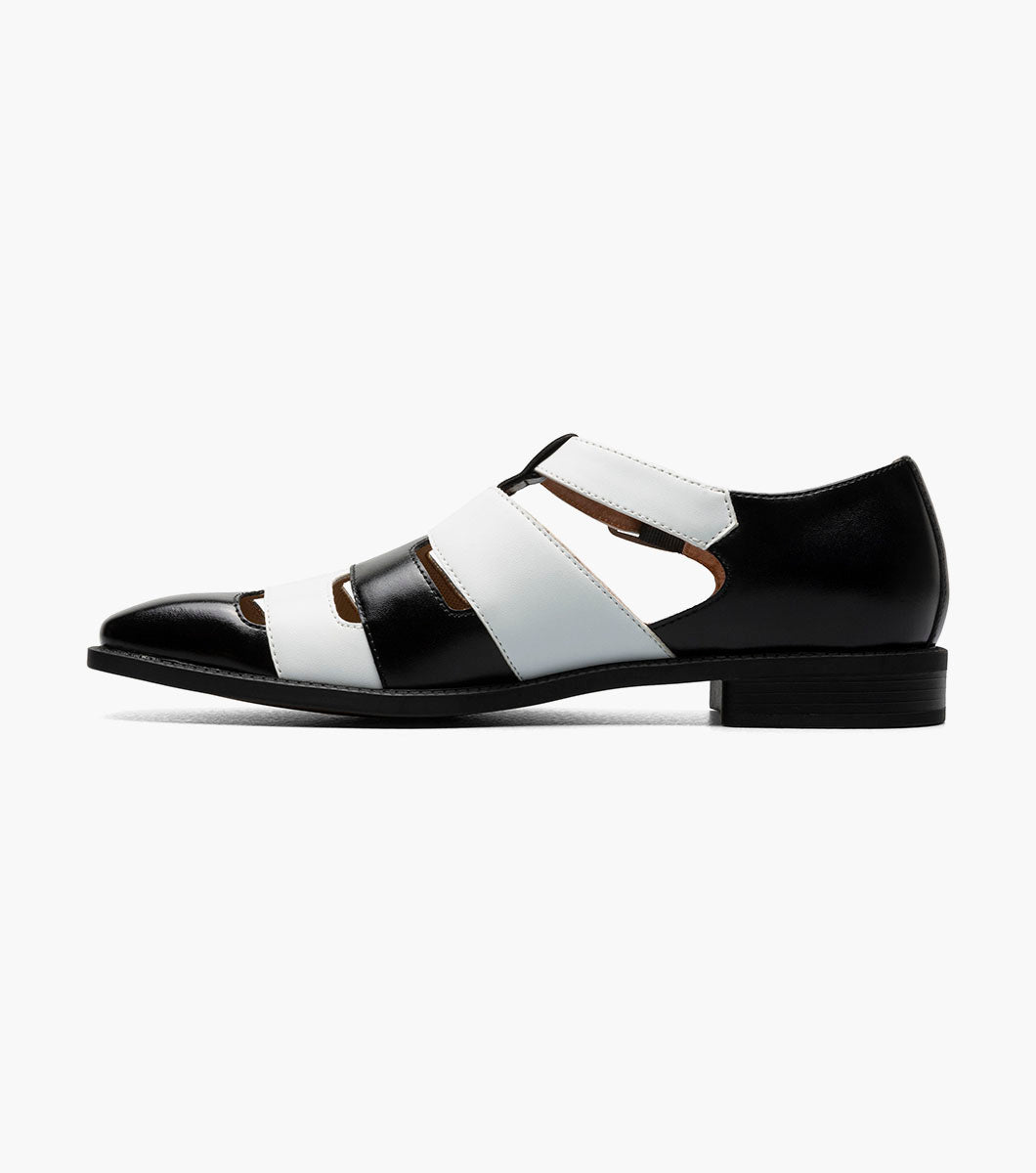 Stacy Adams Calderon Closed Toe City Sandal Clearance Men’s Shoes - Black w/White