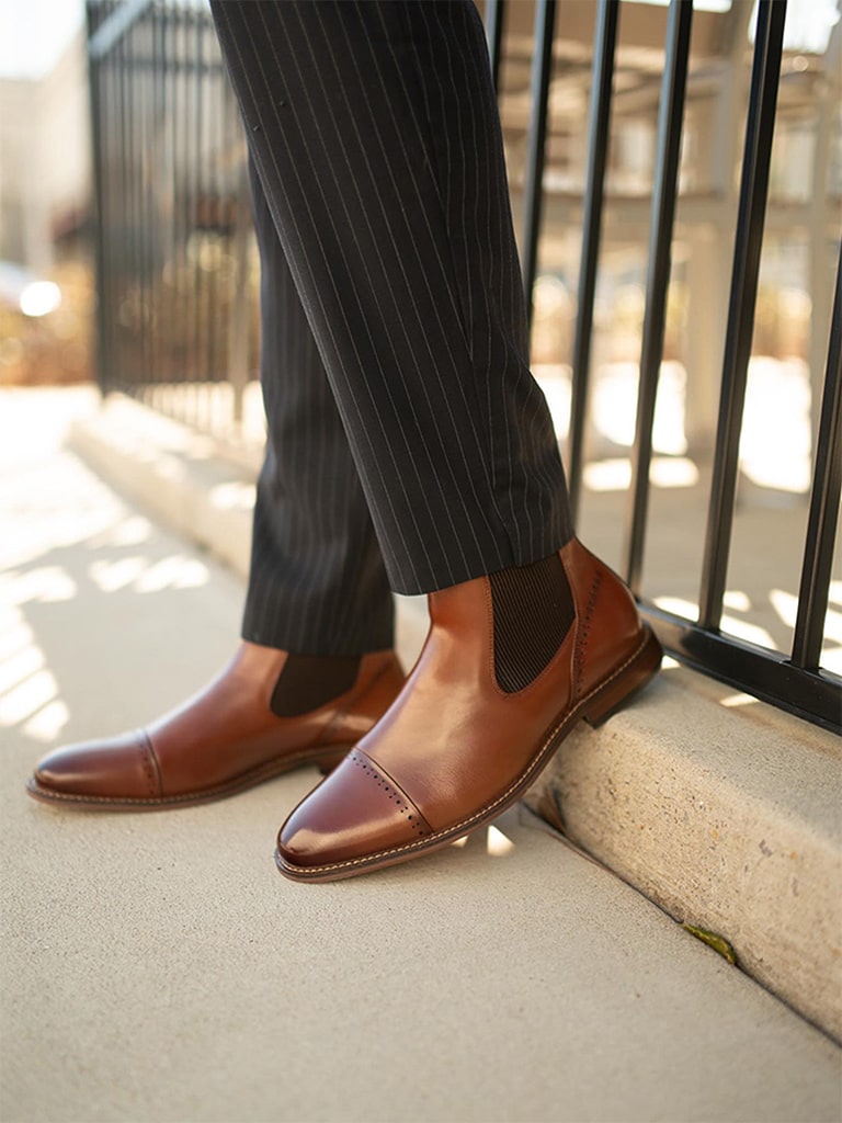 Stacy Adams Maury Cap Toe Chelsea Boot Men’s Dress Shoes - Chocolate