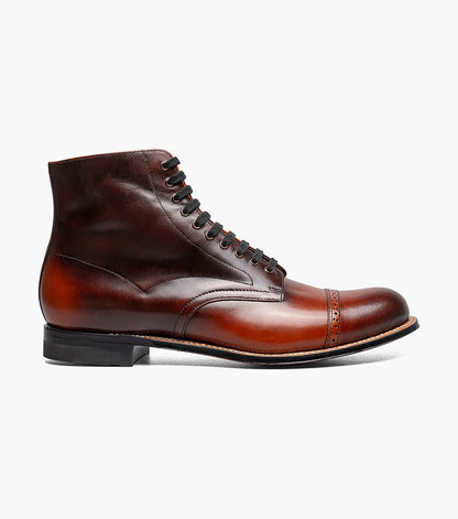 Stacy Adams Madison Cap Toe Lace Up Boot Men’s Dress Shoes - Cognac