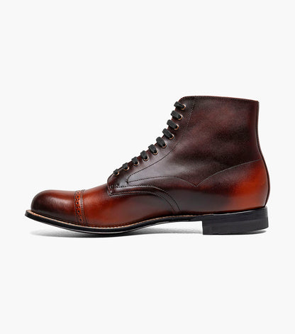 Stacy Adams Madison Cap Toe Lace Up Boot Men’s Dress Shoes - Cognac