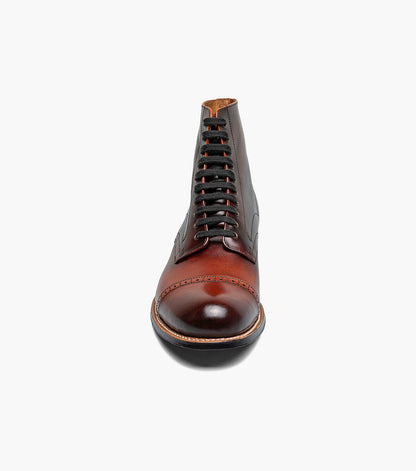 Stacy Adams Madison Cap Toe Lace Up Boot Men’s Dress Shoes - Cognac