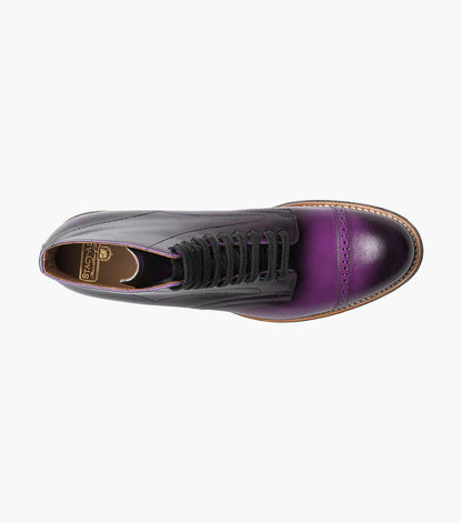 Stacy Adams Madison Cap Toe Lace Up Boot Men’s Dress Shoes - Purple