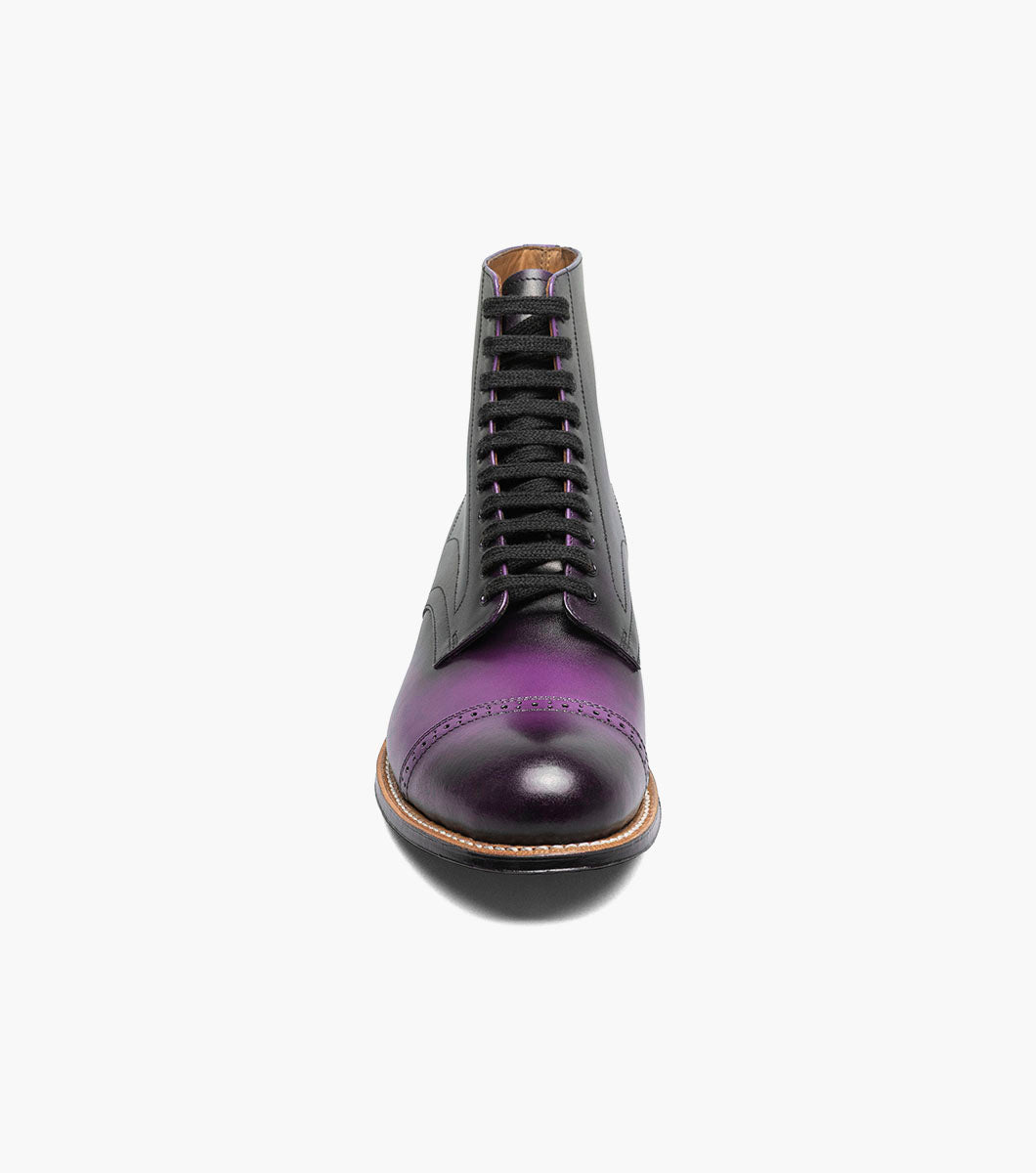 Stacy Adams Madison Cap Toe Lace Up Boot Men’s Dress Shoes - Purple