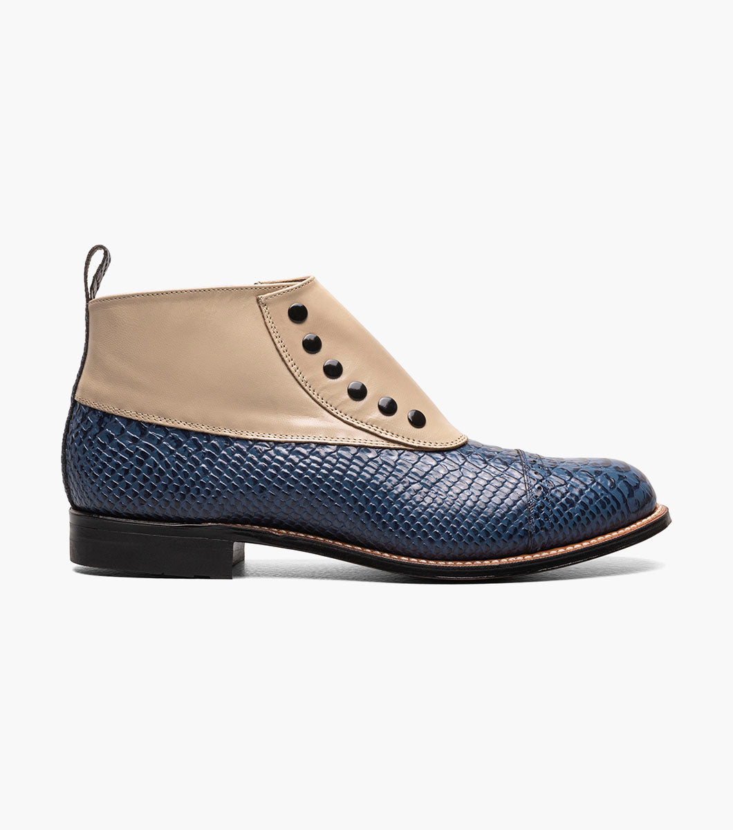Stacy Adams Madison Spectator Spat Cap Toe Demi Boot Men’s Dress Shoes - Blue Multi
