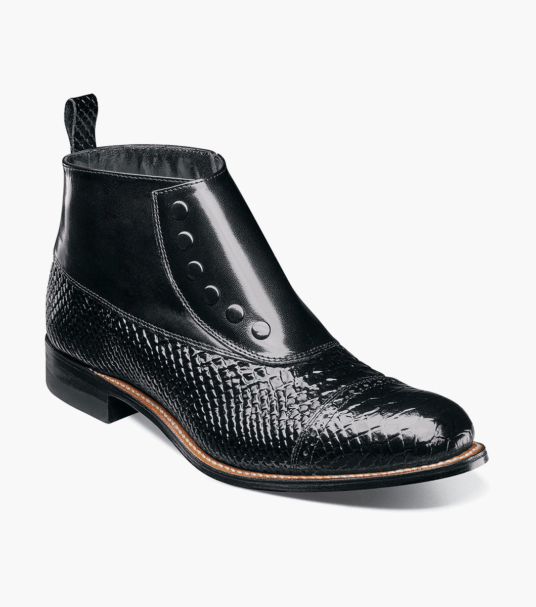 Stacy Adams Madison Spectator Spat Cap Toe Demi Boot Men’s Dress Shoes - Black