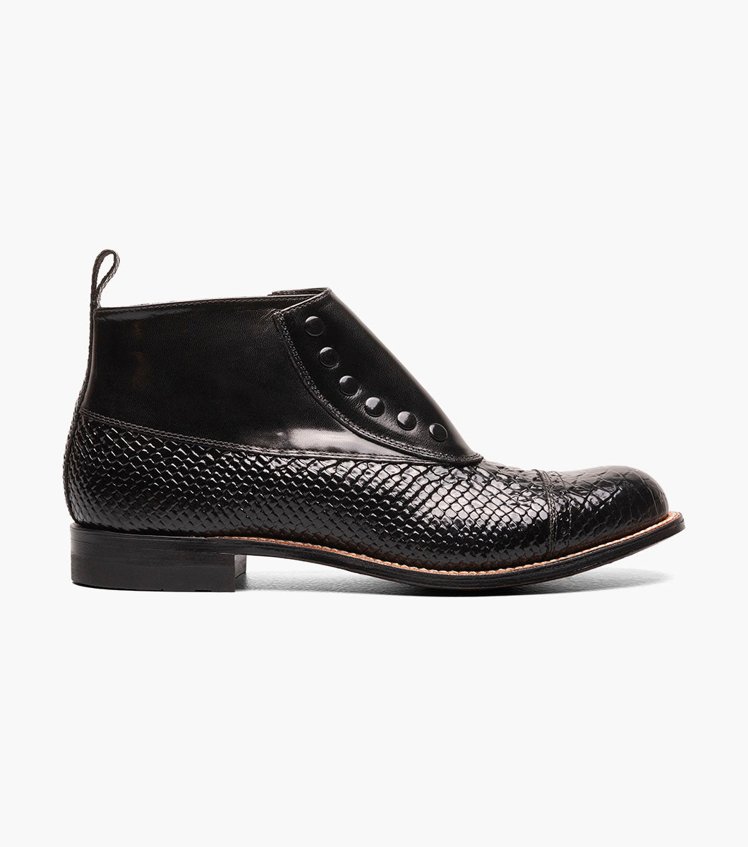 Stacy Adams Madison Spectator Spat Cap Toe Demi Boot Men’s Dress Shoes - Black