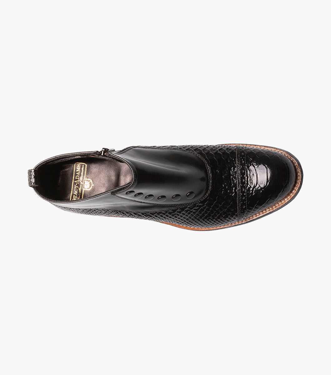Stacy Adams Madison Spectator Spat Cap Toe Demi Boot Men’s Dress Shoes - Black