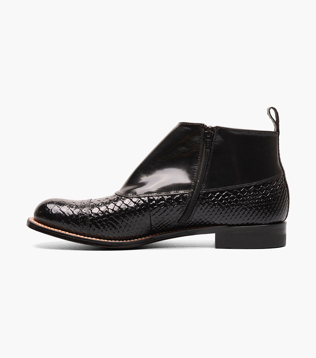 Stacy Adams Madison Spectator Spat Cap Toe Demi Boot Men’s Dress Shoes - Black