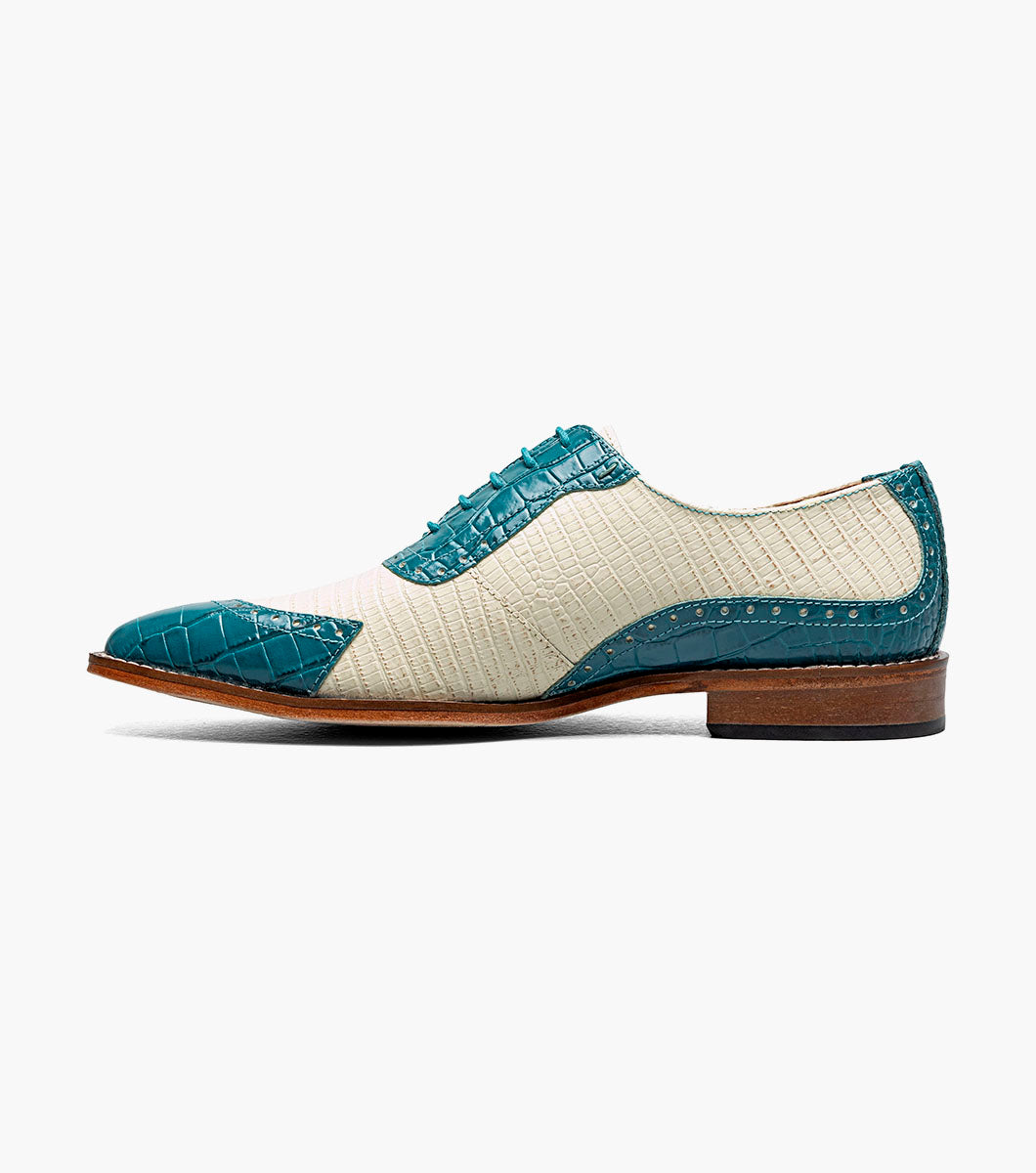 Stacy Adams Tarango Modified Cap Toe Oxford Men’s Dress Shoes - Teal Multi