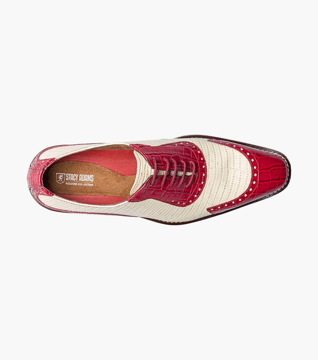 Stacy Adams Tarango Modified Cap Toe Oxford Men’s Dress Shoes - Raspberry/Ivory