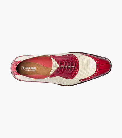 Stacy Adams Tarango Modified Cap Toe Oxford Men’s Dress Shoes - Raspberry/Ivory