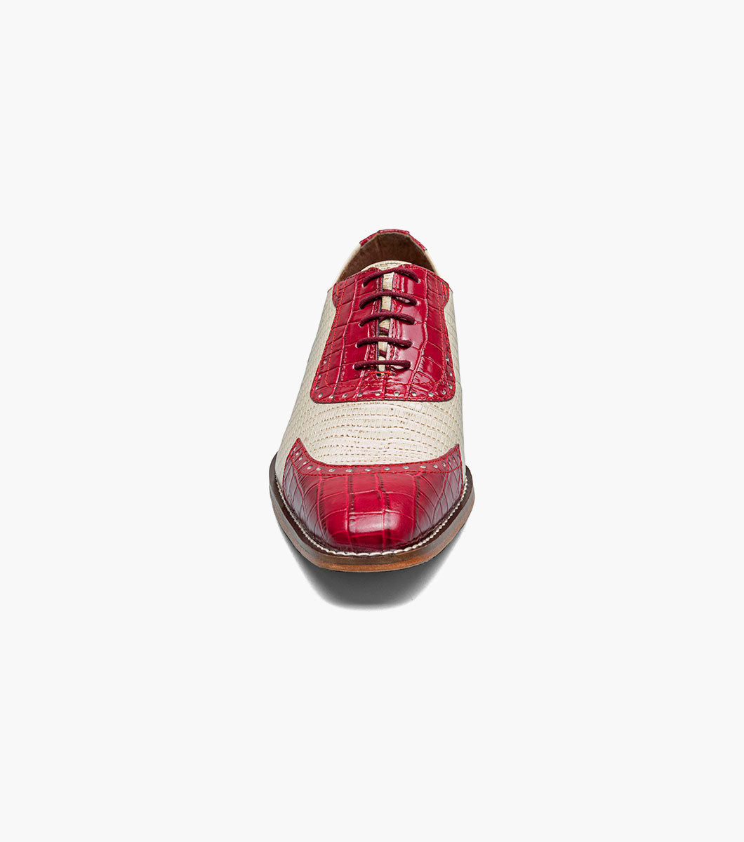 Stacy Adams Tarango Modified Cap Toe Oxford Men’s Dress Shoes - Raspberry/Ivory