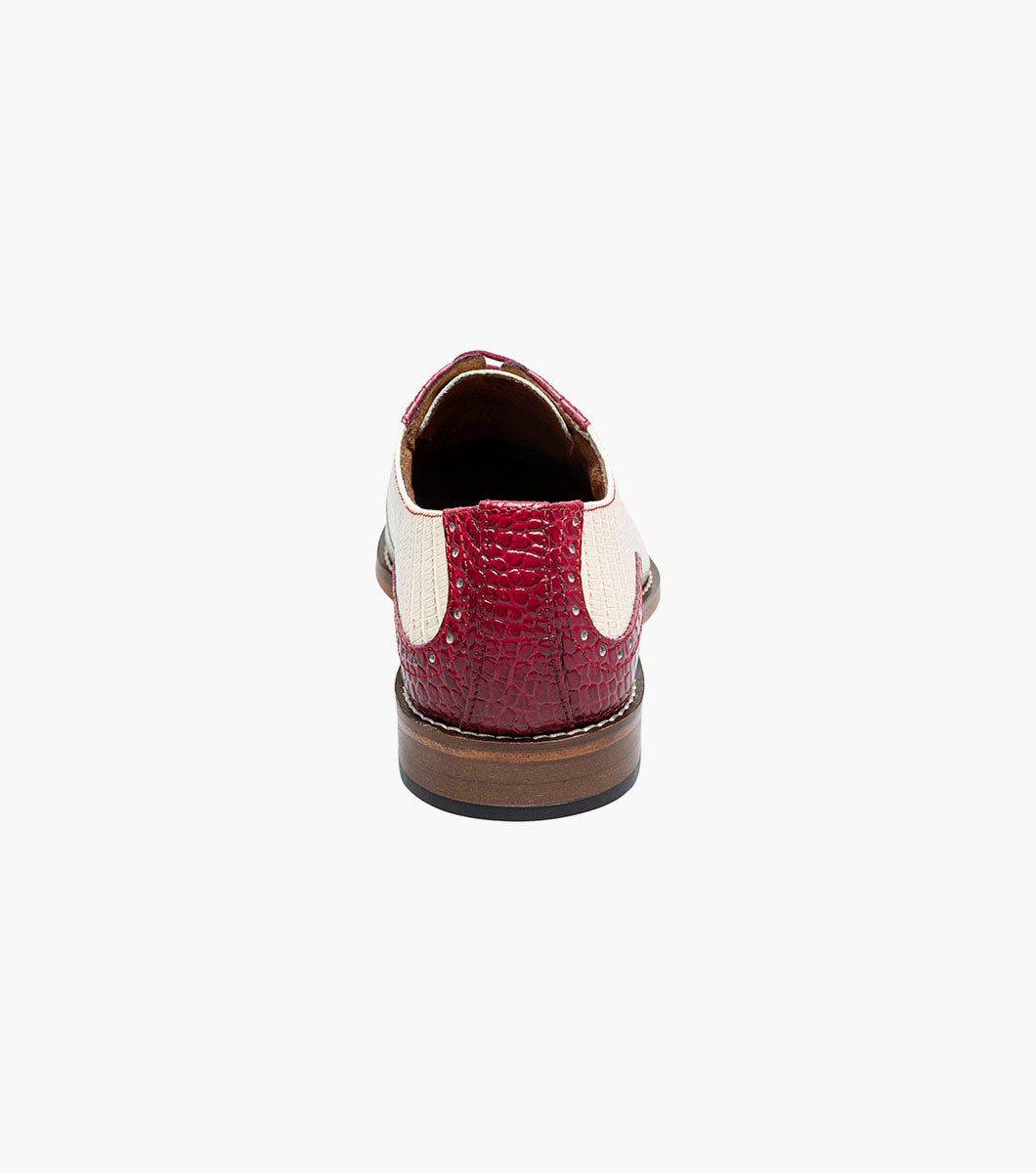 Stacy Adams Tarango Modified Cap Toe Oxford Men’s Dress Shoes - Raspberry/Ivory