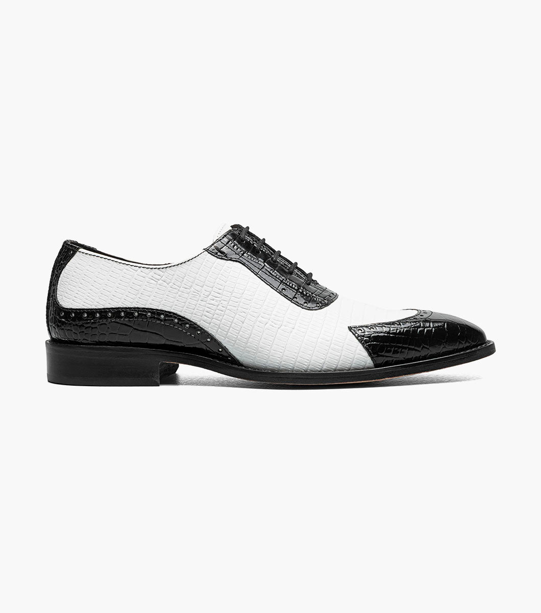 Stacy Adams Tarango Modified Cap Toe Oxford Men’s Dress Shoes - Black w/White