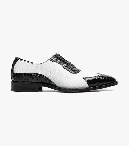Stacy Adams Tarango Modified Cap Toe Oxford Men’s Dress Shoes - Black w/White