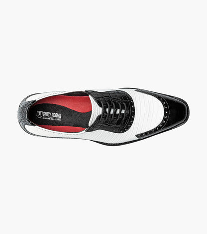 Stacy Adams Tarango Modified Cap Toe Oxford Men’s Dress Shoes - Black w/White