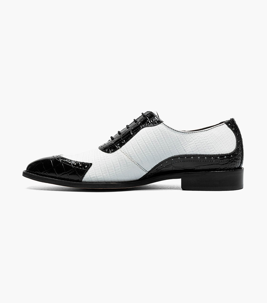 Stacy Adams Tarango Modified Cap Toe Oxford Men’s Dress Shoes - Black w/White