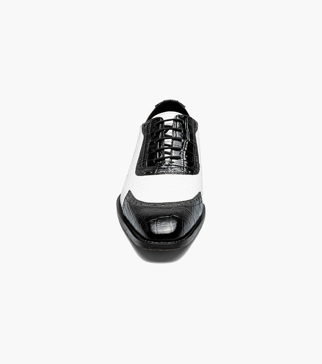 Stacy Adams Tarango Modified Cap Toe Oxford Men’s Dress Shoes - Black w/White