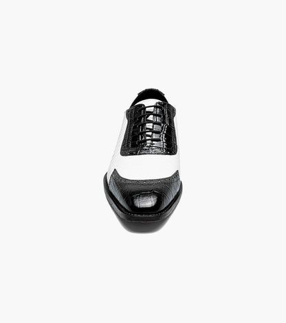 Stacy Adams Tarango Modified Cap Toe Oxford Men’s Dress Shoes - Black w/White