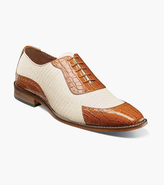 Stacy Adams Tarango Modified Cap Toe Oxford Men’s Dress Shoes - Tan Multi