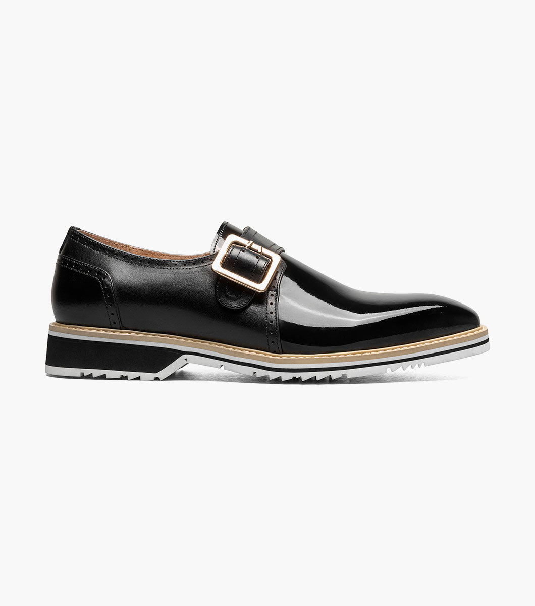 Stacy Adams Bartram Plain Toe Monk Strap Clearance Men’s Shoes - Black