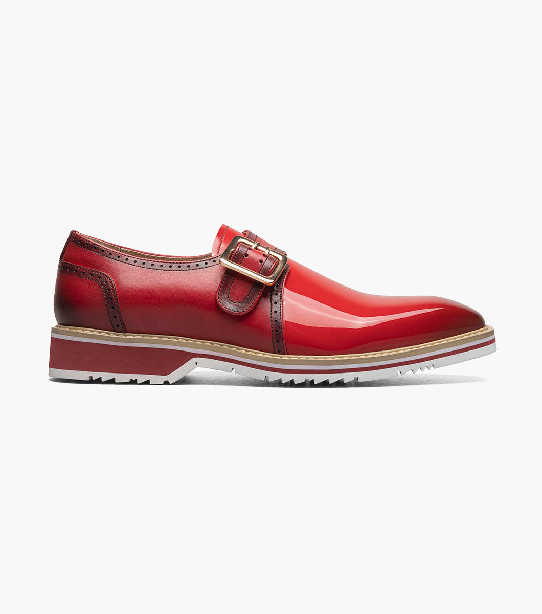 Stacy Adams Bartram Plain Toe Monk Strap Clearance Men’s Shoes - Red