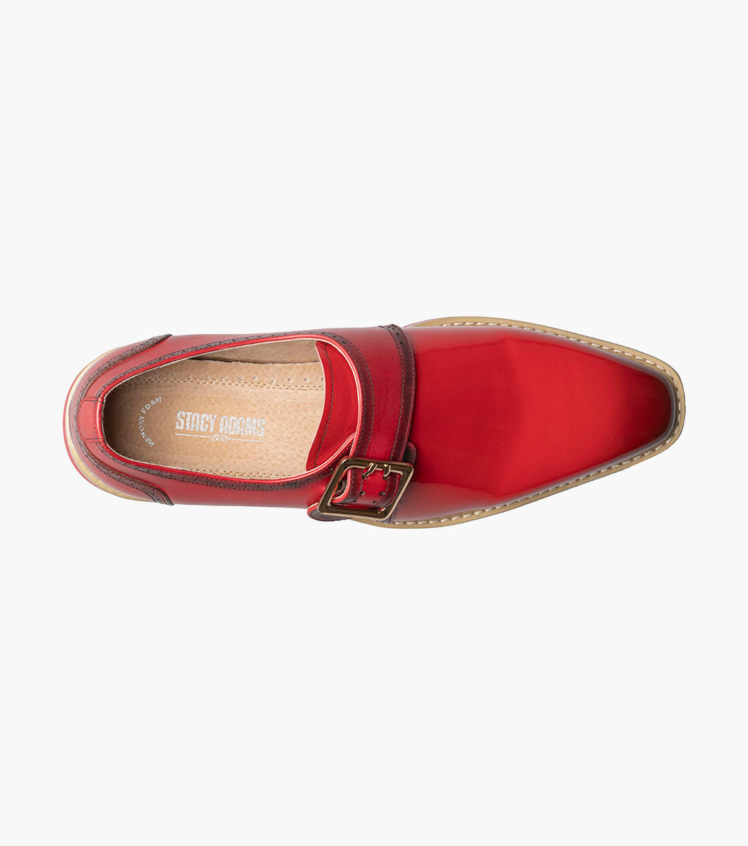 Stacy Adams Bartram Plain Toe Monk Strap Clearance Men’s Shoes - Red
