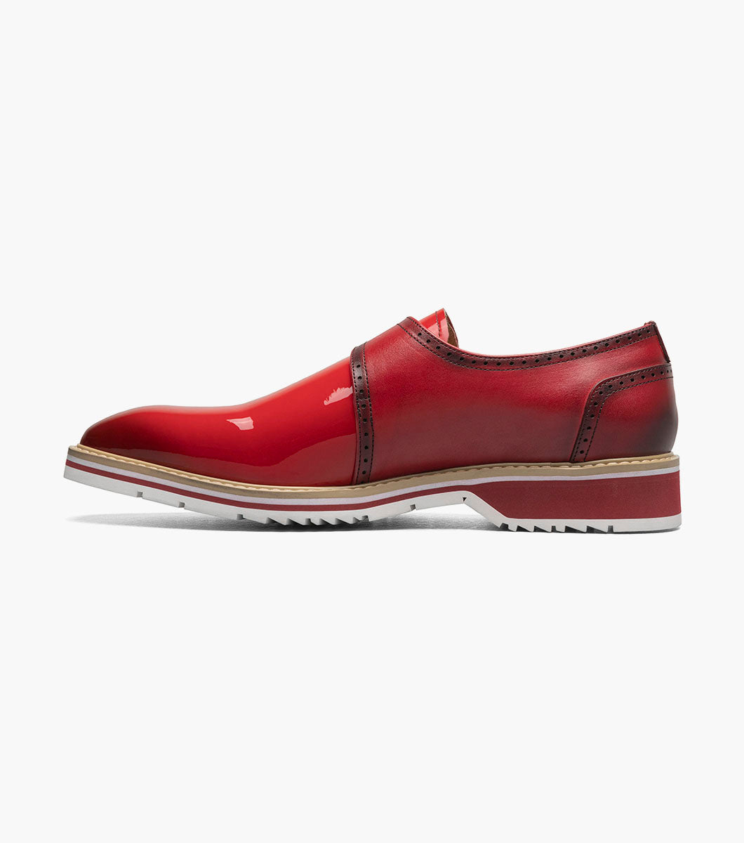 Stacy Adams Bartram Plain Toe Monk Strap Clearance Men’s Shoes - Red