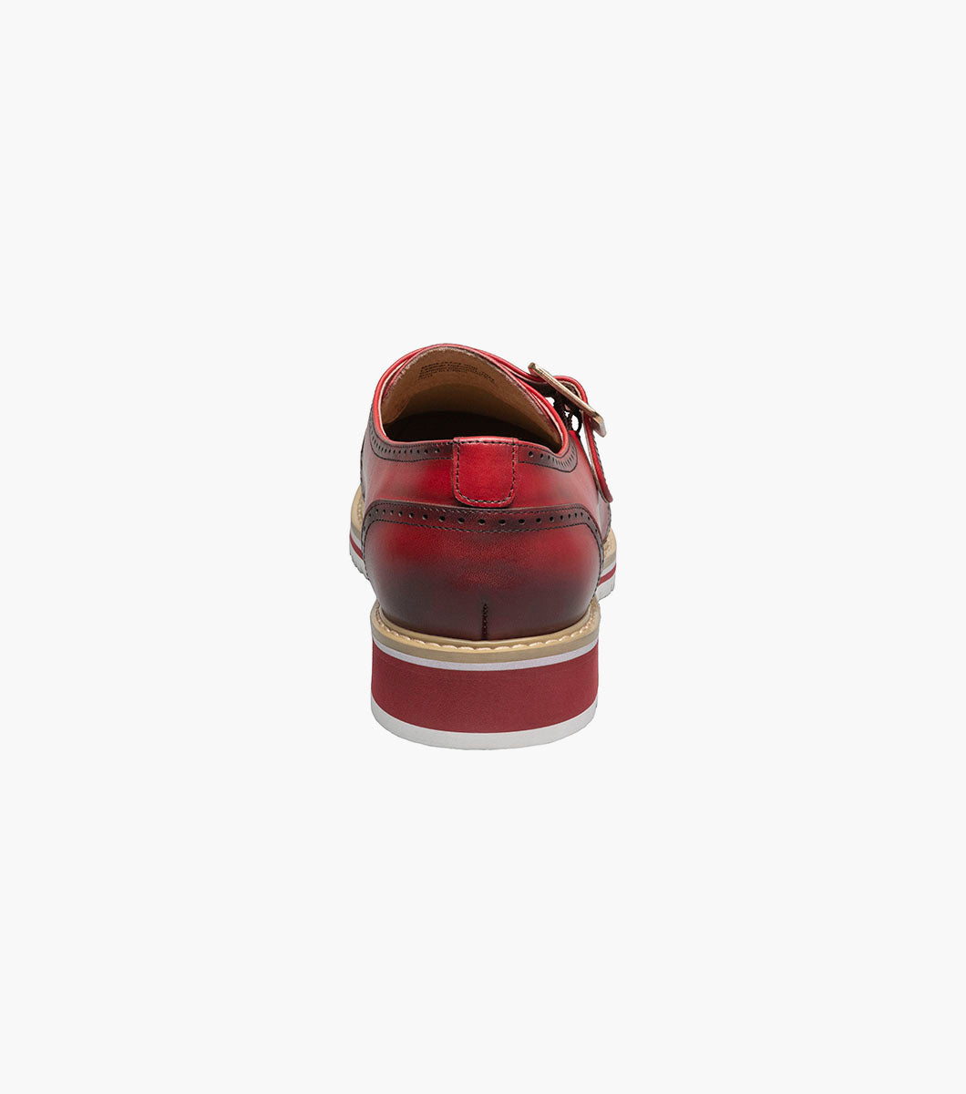 Stacy Adams Bartram Plain Toe Monk Strap Clearance Men’s Shoes - Red
