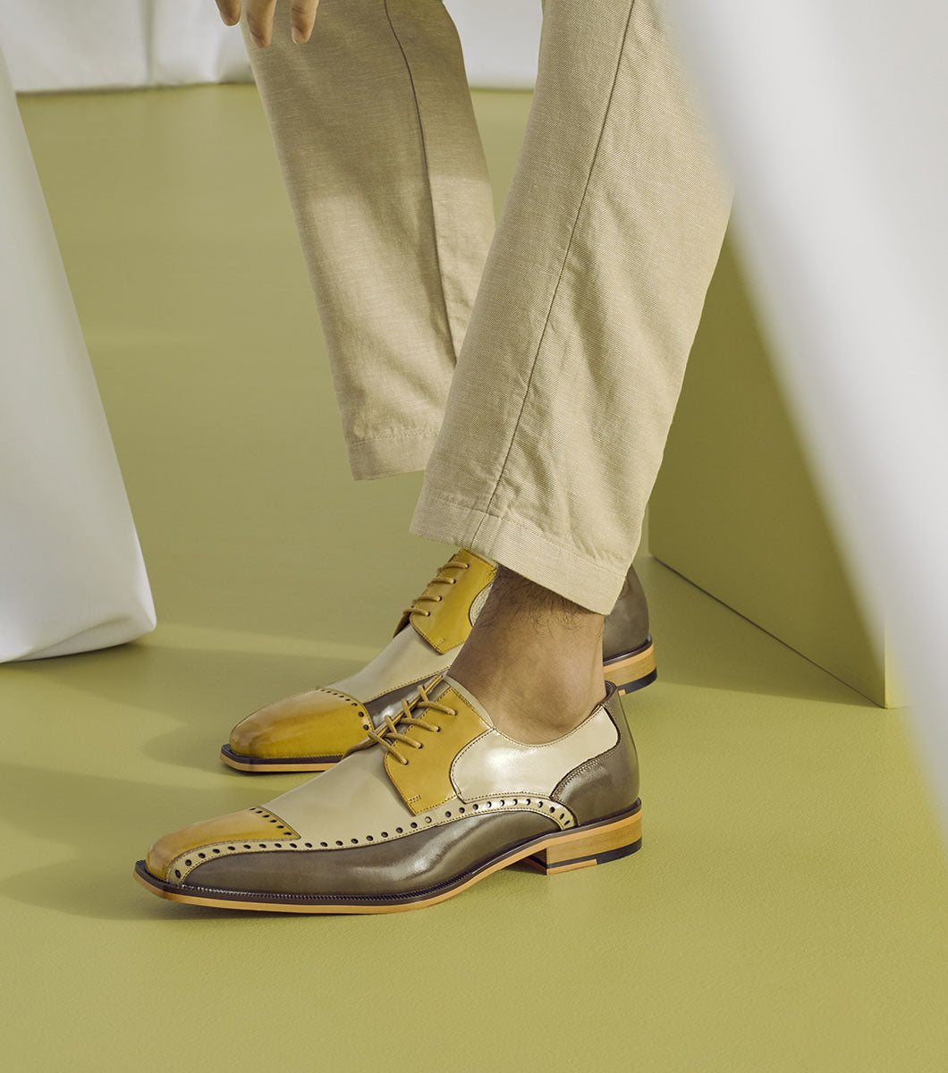 Stacy Adams Plaza Modified Cap Toe Oxford Clearance Men’s Shoes - Olive Multi