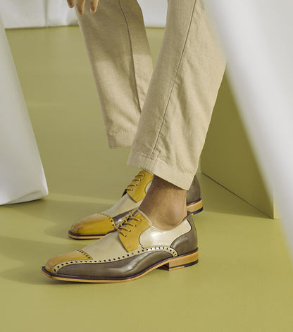 Stacy Adams Plaza Modified Cap Toe Oxford Clearance Men’s Shoes - Olive Multi