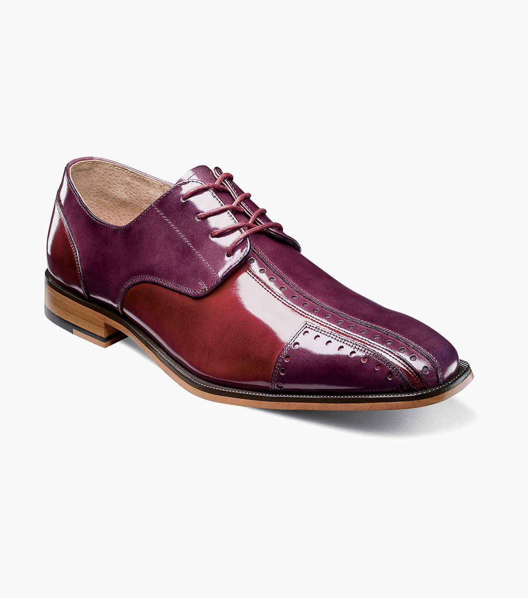 Stacy Adams Palmento Modified Cap Toe Oxford Men’s Dress Shoes - Burgundy Multi